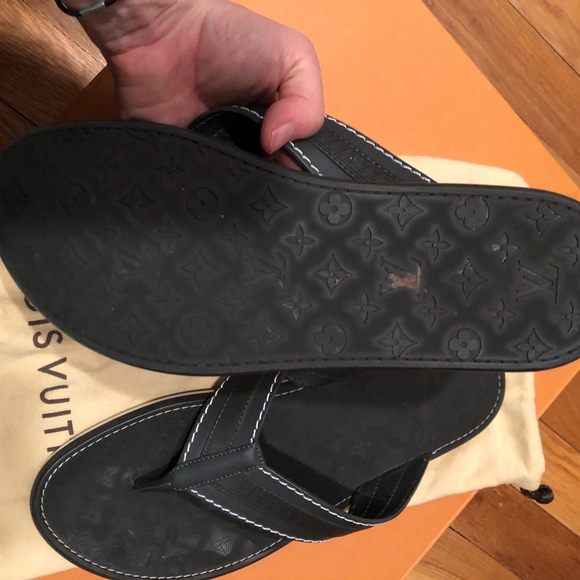 LOUIS VUITTON SLIDE SANDALS FLIP FLOP 39.5 BLACK main image 4